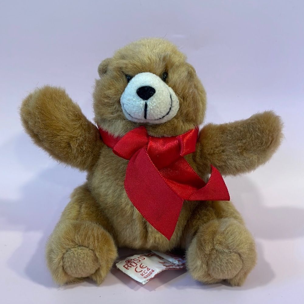 Dad/Father Bear Charmin Bear BILL Plush Russ Teddy Bear 4.5" w Red Ribbon EUC